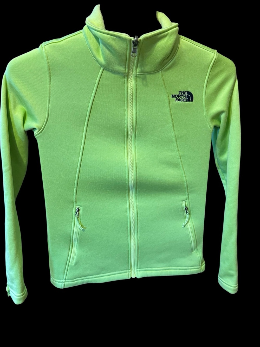 The North Face Neon Lime Full-Zip Fleece Jacket size XS with fleece in